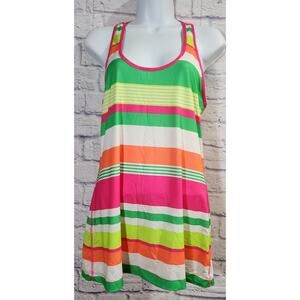 Xersion Pink Green Multicolor Racerback Workout Tank Large Lightweight Soft